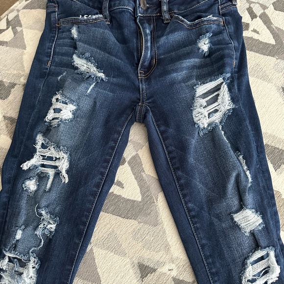 2- American Eagle distressed super stretch jeans Jegging crop size 2 - Picture 2 of 5